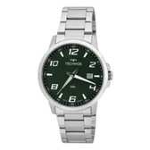 Imagem da oferta Relógio Technos Masculino Prateado Aço Inox Original Verde.