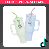 Imagem da oferta Copo Garrafa Térmica 1200ml Inox com Alça e Canudo: Leve p Onde Quiser