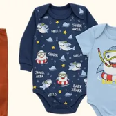 Imagem da oferta Kit 9 Peças Body Bebê Menino Algodão Inverno Manga Longa