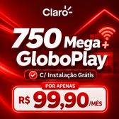Imagem da oferta Claro Fibra 750 Mega por R$ 99,90/mês com GloboPlay + Instalação e Wi-Fi grátis!