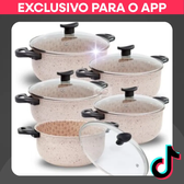Imagem da oferta Conjunto Panelas Teflon Antiaderente 16-24cm C Tampa Vidro