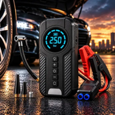 Imagem da oferta Auxiliar De Partida Bateria Carro Compressor De Ar Portátil 12V 4 funções em 1 Inflador Digital Calibrador Pneu Power