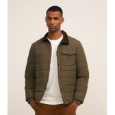 Imagem da oferta Jaqueta Puffer com Gola Alta Aveludada e Bolso Cargo Marrom