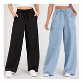 Imagem da oferta Kit 2 Calça Feminina Pantalona Moletom Com Bolso Moletinho