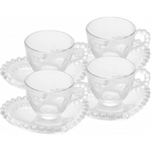 Imagem da oferta Wolff Coração Pearl Conjunto de Xícaras para Café com Pires de Cristal 4 Peças Transparente 85 ml