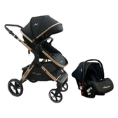 Imagem da oferta Carrinho Bebê Conforto +base Kansas Premium Baby Gold Black