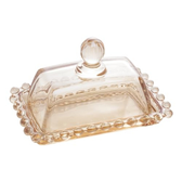 Imagem da oferta WOLFF - Manteigueira de Cristal Âmbar Metalizado 14cm x 9cm x 8cm - Linha Pearl
