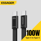 Imagem da oferta Cabo USB-C Slim ESSAGER 100W para Tipo C Carregamento Rápido PD 5A para MacBook iPhone 17 16 Pro Max iPad Laptops