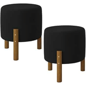 Imagem da oferta Kit 2 Puff Redondo Luxo Decorativo Charme com Pés de Madeira Suede
