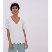 Imagem da oferta Blusa com Bordado Laise e Gola V - Tam. PP e P