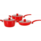 Imagem da oferta Conjunto de panelas 3 peças DreamCook antiaderente vermelha - Classic Home