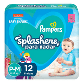 Imagem da oferta Fralda Para Nadar Pampers Splashers Baby Shark Tamanho P-M 12 Unidades