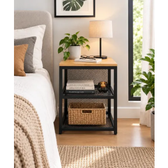 Imagem da oferta Mesa Cabeceira Canto Cama Casal Box Industrial Fosco Preto Fosco Preto