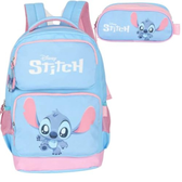 Imagem da oferta Mochila Infantil Stitch com Estojo Triplo Azul