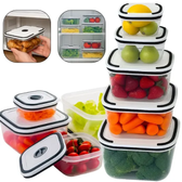 Imagem da oferta Kit 5 Potes Herméticos Com Tampas De Vedação Para Frezzer E Micro-ondas Quadrado - Aero Home