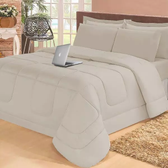 Imagem da oferta Jogo de Cama Queen com Edredom Lençol Fronha Função Cobre Leito e Cobertor