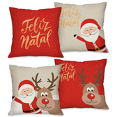 Imagem da oferta Kit Com 4 Capas Para Almofadas Natalinas 45x45cm