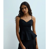 Imagem da oferta Blusa Slim em Jeans com Decote Coração e Alças Finas