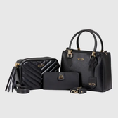 Imagem da oferta Bolsa Transversal Media E Bolsa Pequena Com Mini Carteira kit bolsas Pretas Selten
