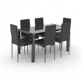 Imagem da oferta Conjunto de Mesa de Jantar e Cadeiras Jeff Preto com 7 Peças