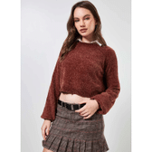 Imagem da oferta Blusa de Frio Cropped em Fio Chenile Feminina