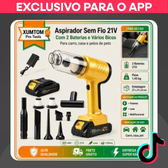 Imagem da oferta Aspirador Portátil Sem Fio 21V c Bateria Dupla e Acessórios