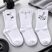 Imagem da oferta Kit 3 Meias Boneco Magrinho Academia Maromba Treino Corrida Branco Magrinho 35-42