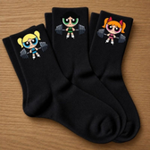 Imagem da oferta Kit 3 Pares Meias Pretas Femininas Super Poderosas Estampa Moderna Algodão Confortáveis Esportivas Academia Fashion