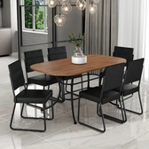 Imagem da oferta Conjunto Sala De Jantar Carraro Com Mesa E 6 Cadeiras Preto Fenix Carraro
