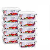 Imagem da oferta Kit 10 potes hermeticos de vidro 640ml para marmitas e organizacao