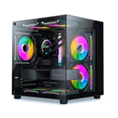 Imagem da oferta Gabinete Gamer Liketec Dasha V2, Cubo, M-ATX, Mini Tower, Frontal e Lateral em Vidro Temperado, Sem FANs, Preto - LC-MT-CUBODASHAV2-SF