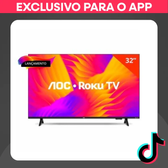Imagem da oferta Smart TV AOC 32" HD com apps Netflix Prime Video e Disney+ instalados.
