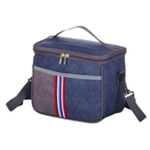 Imagem da oferta Bolsa Térmica Unissex 7,3 Litros 18525 Estilo Jeans Com Listras lancheira Bag Marmita Fitness Dieta