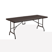 Imagem da oferta Mesa Dobrável Tipo Maleta Estampa Rattan 180cm Marrom Klimber