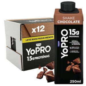 YoPRO Bebida Láctea UHT Chocolate Pack com 12 Unidades de 250ml