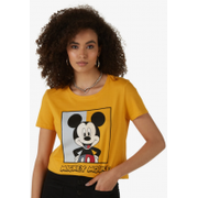 Camiseta Manga Curta Mickey Mouse - Amarelo