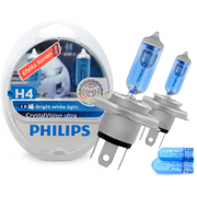 Lâmpada Philips H4 Super Branca Crystal Vision Ultra 4300k + Pingo