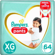 2 Pacotes Fralda Pampers Premium Care Pants XG com 64 unidades (128 Unidades)