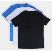 Kit Camiseta Básica Masculina c/ 3 Peças - Branco+Azul Royal Tam P