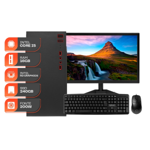 Computador Home Essential S Intel Core i5 16GB DE RAM SSD 240GB Completo com Monitor e Periféricos + Caixa de som