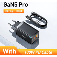 Imagem da oferta Carregador Portátil Baseus GaN5 Pro 65W Carregamento Rápido 4.0 Tipo C e USB com Cabo 100W