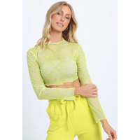 Imagem da oferta Blusa cropped tule estampada myft - Tam GG