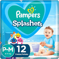 Imagem da oferta Fraldas Descartáveis Para Água Pampers Splashers Baby Shark P-M 12 fraldas