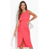 Imagem da oferta Vestido Coral com Sobreposição para Amarrar