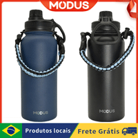 Imagem da oferta MODUS Garrafa Térmica de água de aço inoxidável com copo esportivo de 1000 ml com corda portátil