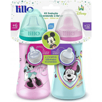 Imagem da oferta Lillo Kit 2 Copos Colors Bico De Silicone Disney Minnie Rosa