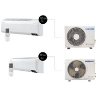 Imagem da oferta Kit Ar Condicionado Samsung Split Inverter WindFree 9.000 + Ar Condicionado Samsung 12.000 BTUs Quente e Frio