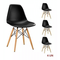 Imagem da oferta Jogo 4 Cadeiras Charle Eames Wood Eiffel Sala Cozinha Cor da estrutura da cadeira Preto