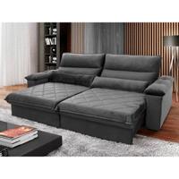 Imagem da oferta Sofá Retrátil/Reclinável Grécia 250m Suede Velut Cinza c/ Molas no Assento - King House