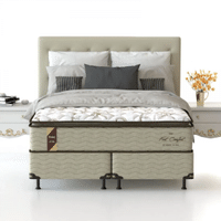 Imagem da oferta Cama Box King Size Probel Fort Comfort com Pillow Top e Molas Prolastic 72x193x203cm - Branco/Bege